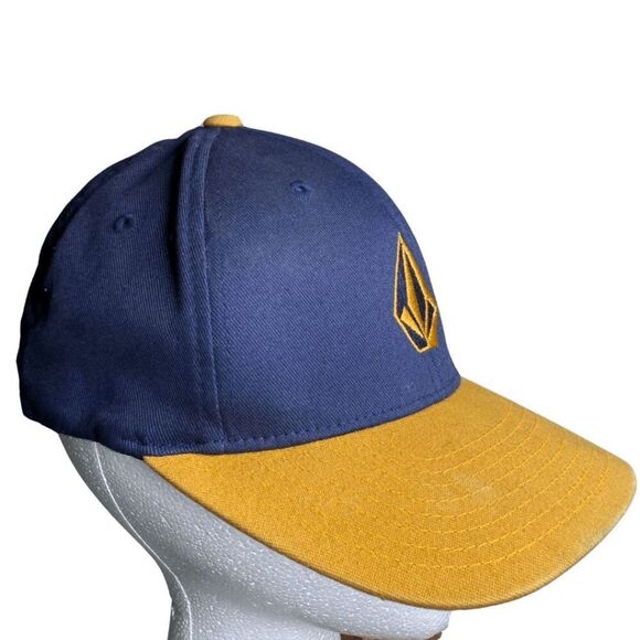 Volcom Boys Full Stone Two-Tone FlexFit Baseball Cap Blue Yellow - Picture 3 of 8